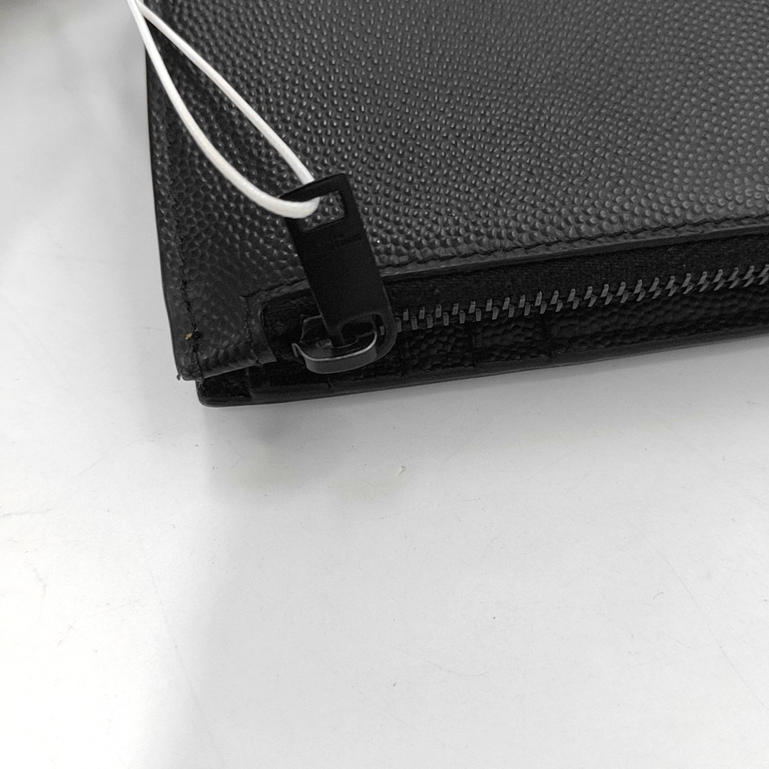 YSL Black Cowhide lychee patternWallet Black hardware-(SKU)-955350778