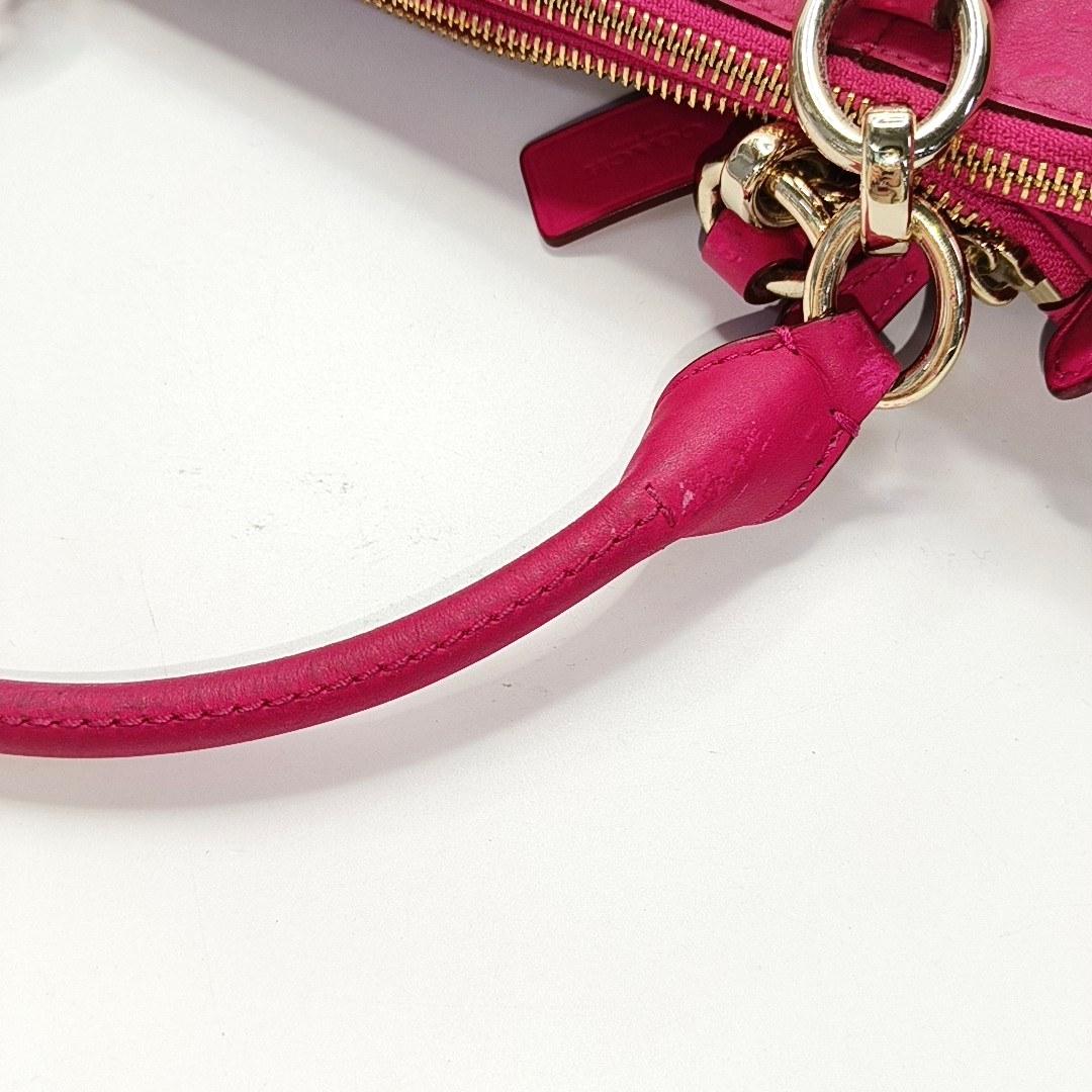 COACH Colette Fuchsia Leather Shoulder Tote Crossbody Bag Golden hardware Removable shoulder strap-(SKU)-931965984
