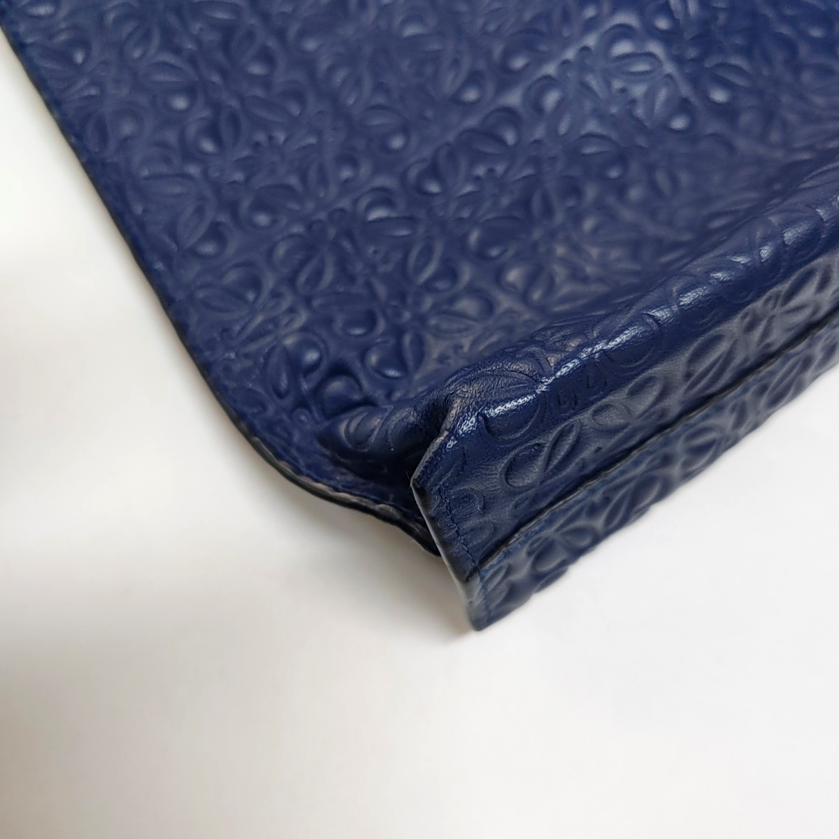 LOEWE T Pouch Blue Calfskin Monogrammed Handbag Golden hardware-(SKU)-957656312