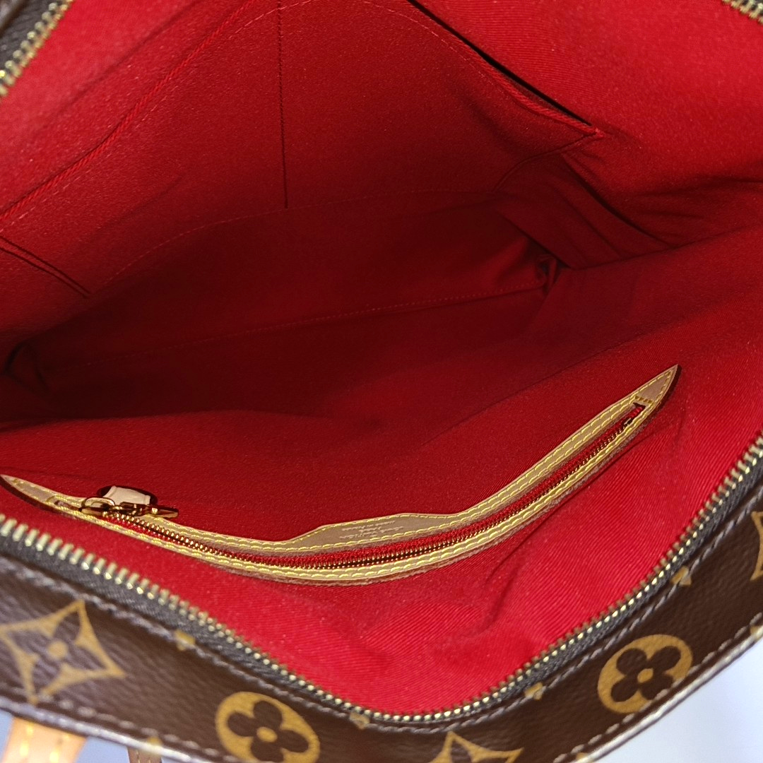 LOUIS VUITTON CARRY IT Brown Coated Canvas Monogram Shoulder Bag Golden Hardware Pockets-(SKU)-962383359