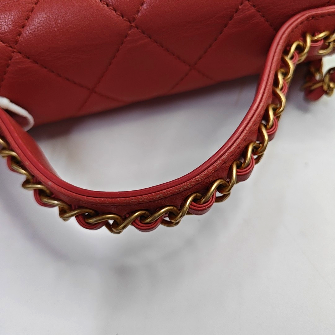 CHANEL CHAIN INFINITY TOP HANDLE Pink Lamb Skin Quilted Single Shoulder Bag Tote Bag Crossbody Bag Golden Hardware 28 Closure-(SKU)-948138868