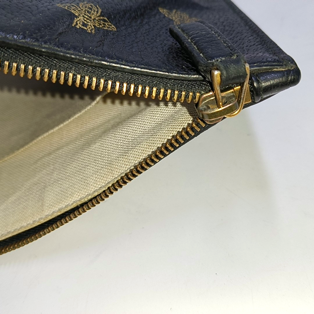 GUCCI Bee Web Black Cowhide Printed Bee Handbag Handbag Crossbody Golden hardware-(SKU)-949397930