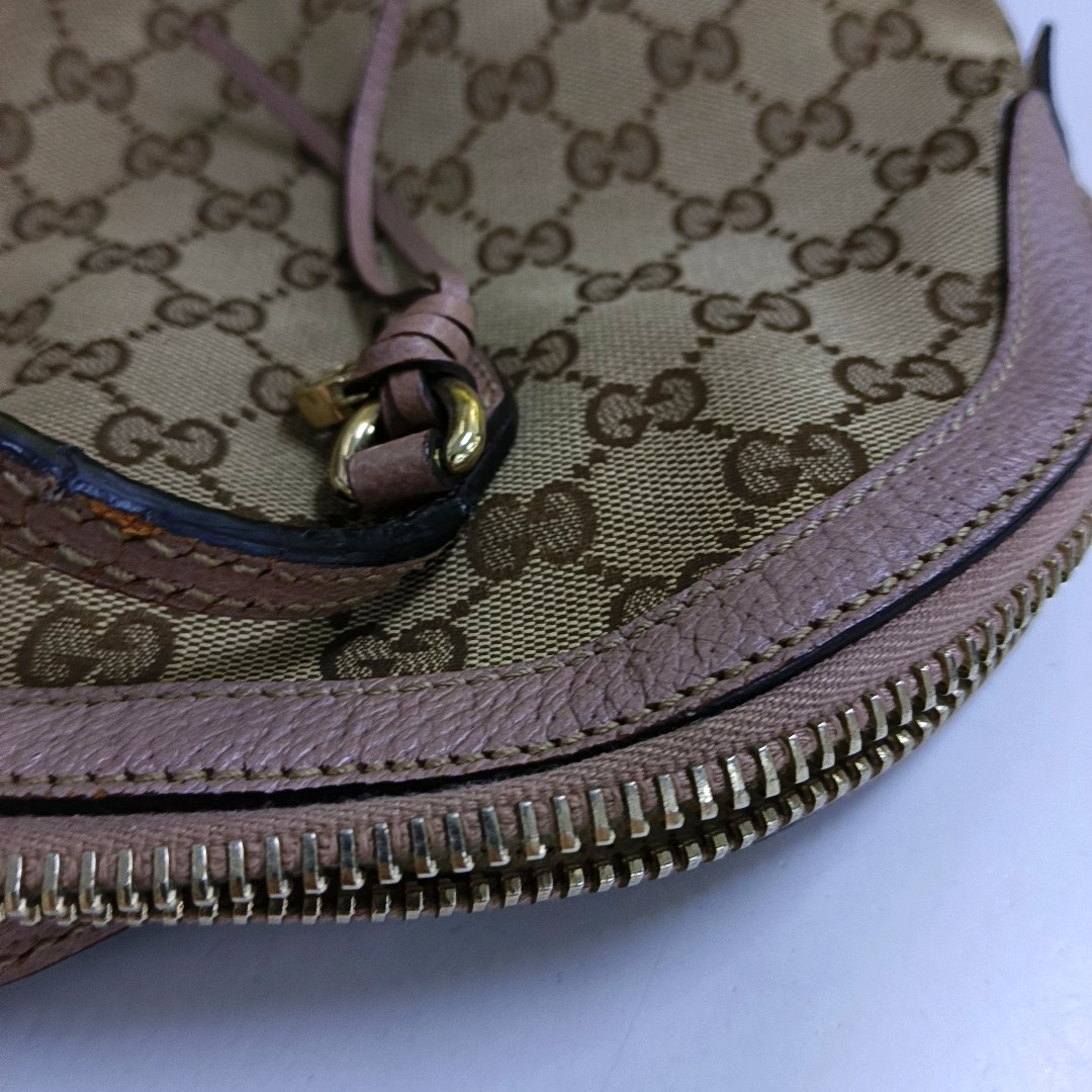 GUCCI Bree Khaki Canvas Monogram Tote Bag Single Shoulder Bag Golden hardware-(SKU)-959592766