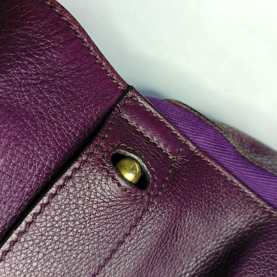 YSL MUSE TWO Purple Leather Tote Golden hardware-(SKU)-954560346