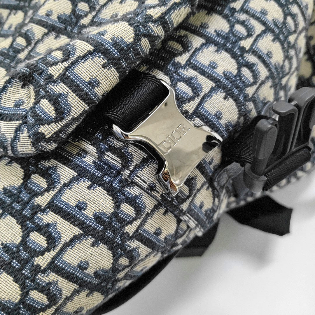 DIOR Explorer Black Canvas Monogram Quilted Backpack Golden Hardware-(SKU)-966460846