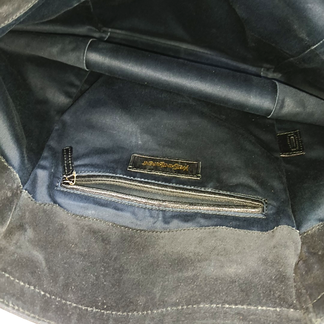 YSL Black Cowhide Studs Tote Handbag Golden hardware-(SKU)-956655184