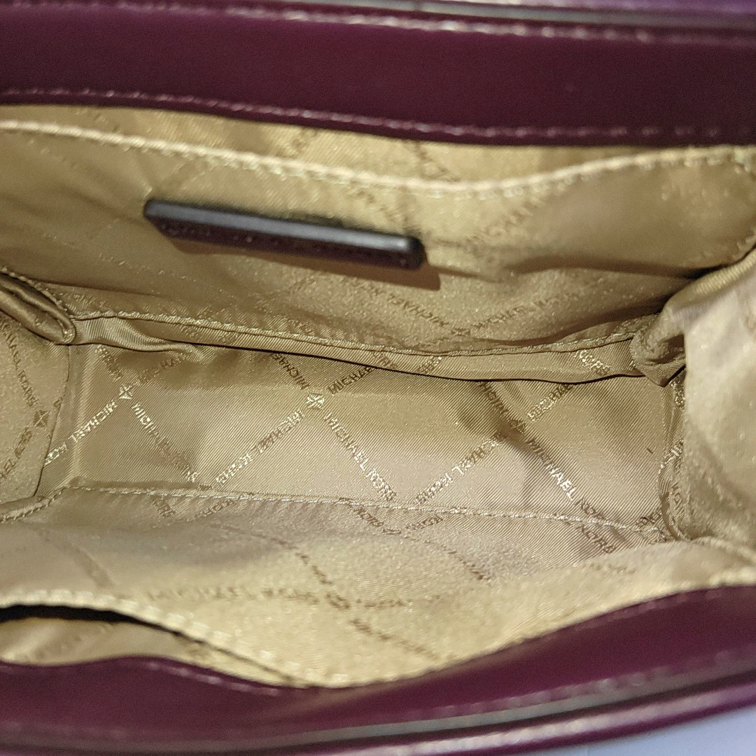 MICHAEL KORS Serena Medium size Burgundy Leather Quilted Shoulder Bag Crossbody Bag Golden hardware-(SKU)-14044778