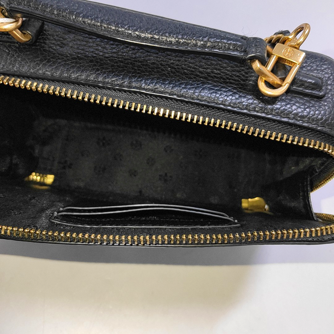 TORY BURCH Britten Black cowhide crossbody bag shoulder bag tote bag Golden hardware Removable shoulder strap-(SKU)-942990100