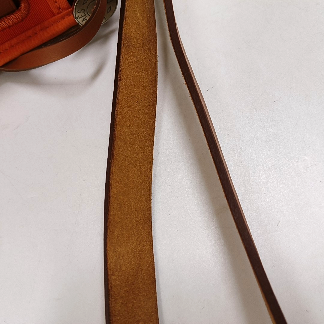 HERMÈS Herbag 31 Orange Canvas Tote Shoulder Bag with Silver Hardware-(SKU)-958901332