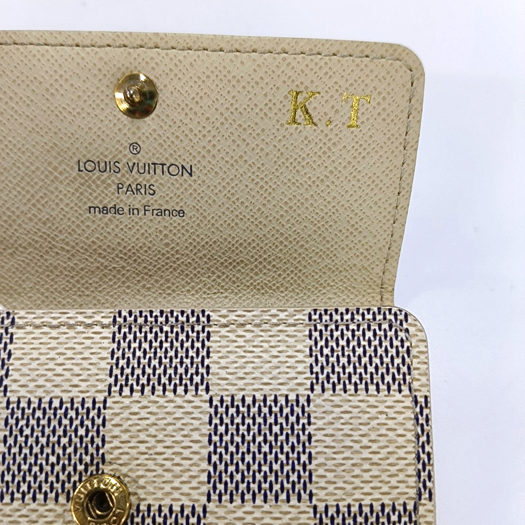 LOUIS VUITTON White Coated Canvas Checkerboard Key Case Golden hardware-(SKU)-955829929