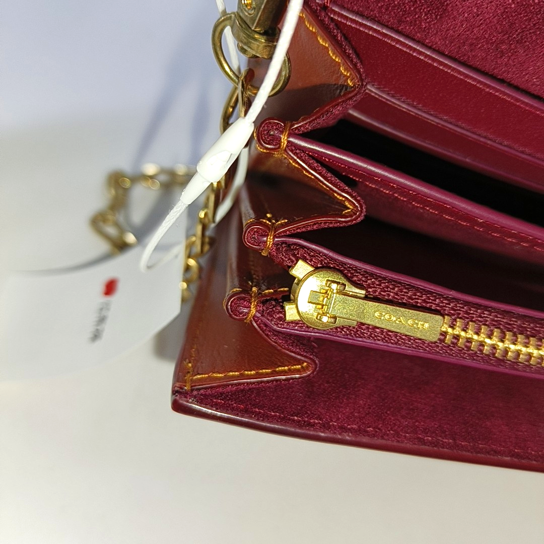 COACH TABBY Red Cowhide Monogram Studs Handbag Golden hardware-(SKU)-941273975