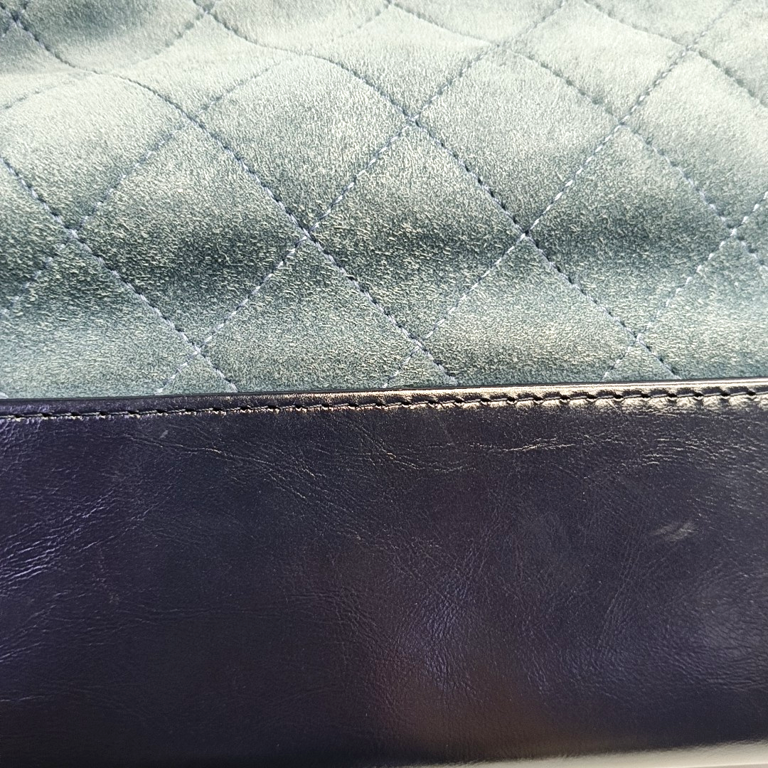 CHANEL GABRIELLE Medium Blue Suede Quilted Leather Hobo Shoulder Bag Crossbody Bag with Detachable Strap-(SKU)-961833804
