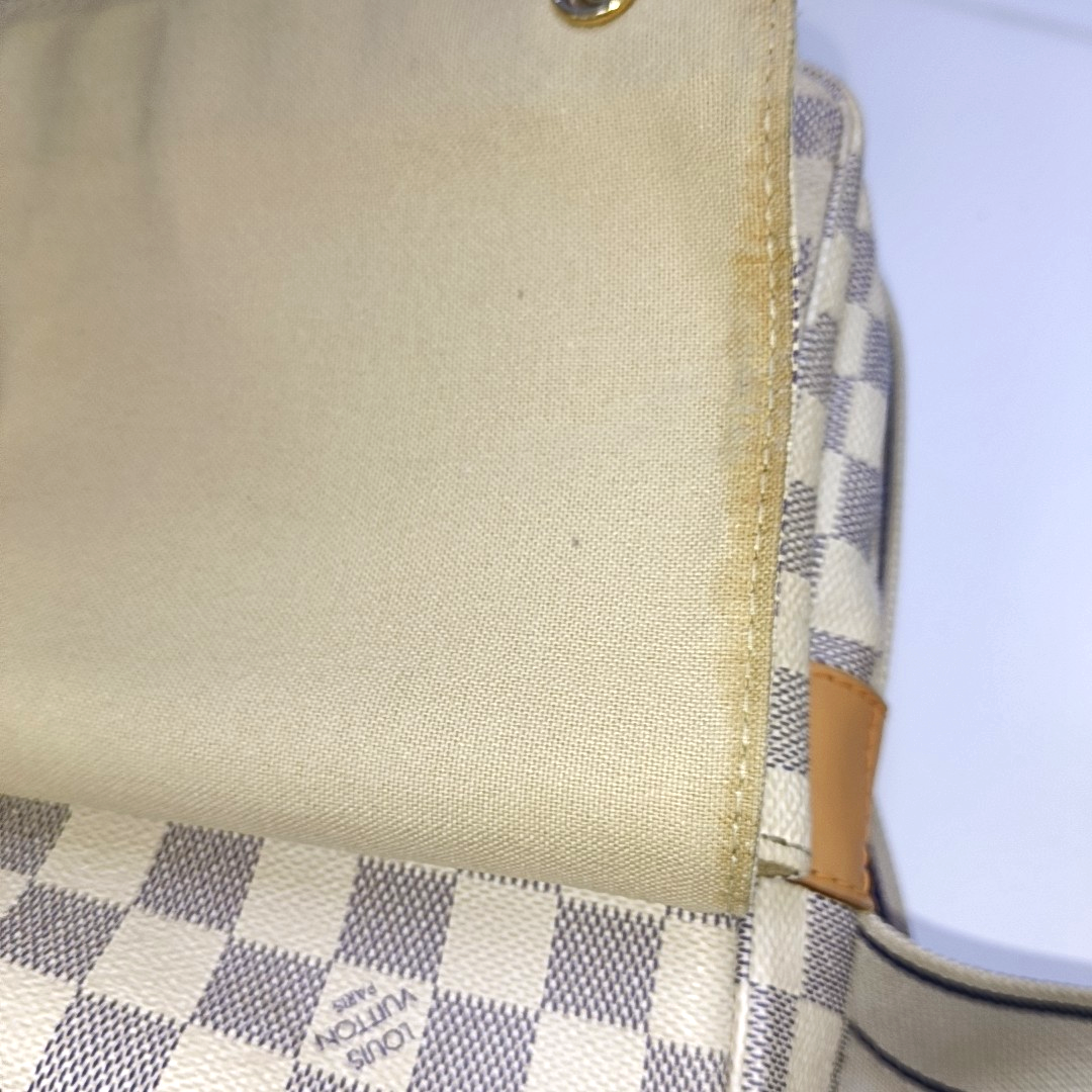 LOUIS VUITTON NAVIGLIO White Coated Canvas Chessboard Plaid Single Shoulder Bag Tote Crossbody Golden hardware-(SKU)-946272112