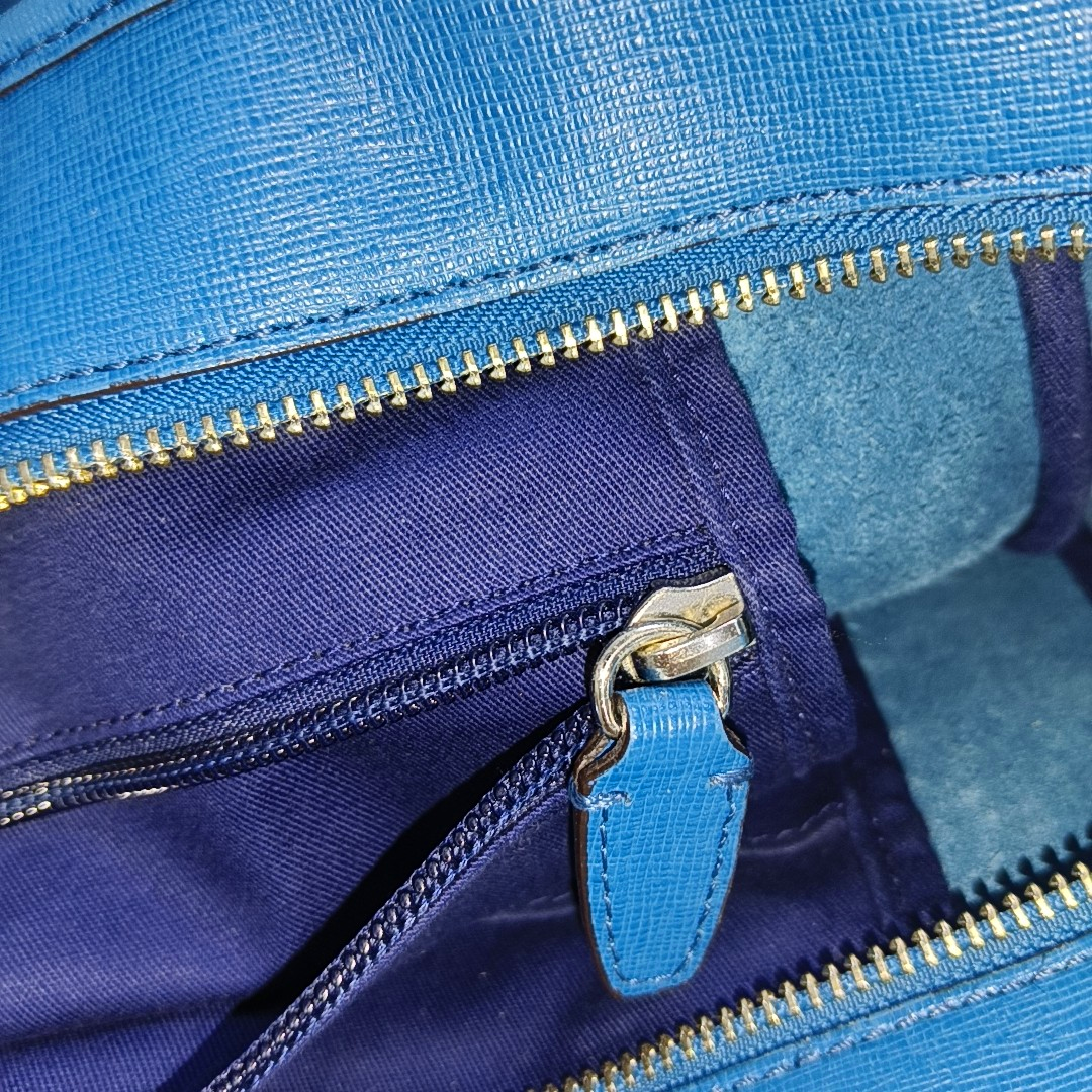 COACH Tote bag Blue Leather Shoulder Bag Handbag Silver Hardware-(SKU)-930395155