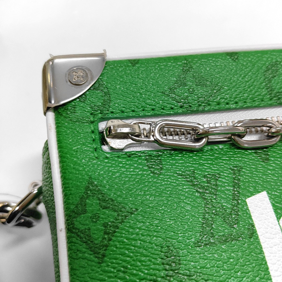 LOUIS VUITTON SOFT TRUNK Mini Green Coated Canvas Monogram Printed Crossbody Shoulder Bag Handbag with Silver Hardware-(SKU)-962207331