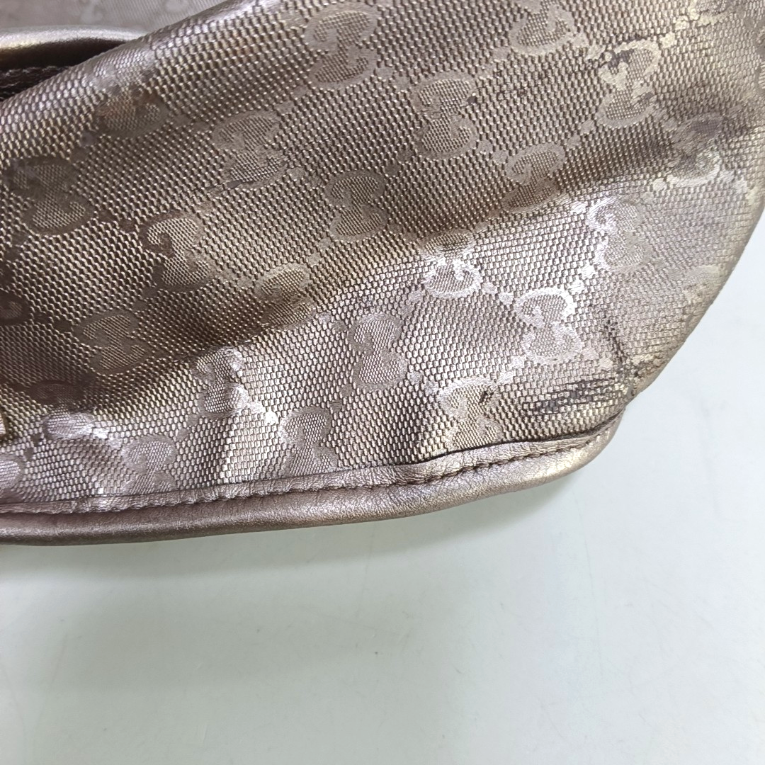 GUCCI GG Imprime Rose Gold Coated Canvas Vintage Single Shoulder Bag Crossbody Bag Silver Hardware-(SKU)-951246609