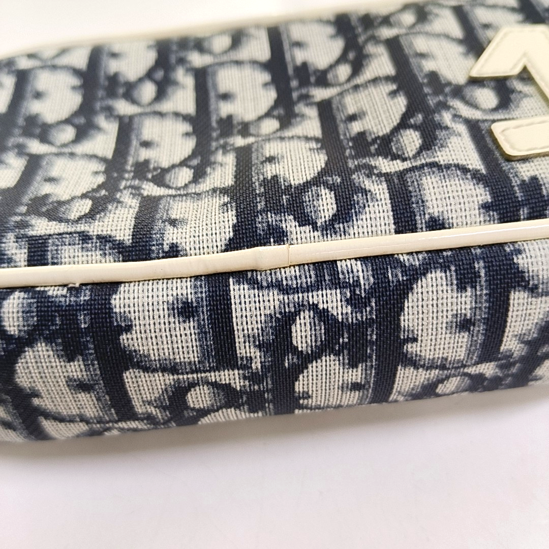 DIOR Rasta Dark Blue Coated Canvas Old Flower Patchwork Handbag Handbag Golden Silver Hardware-(SKU)-954845460