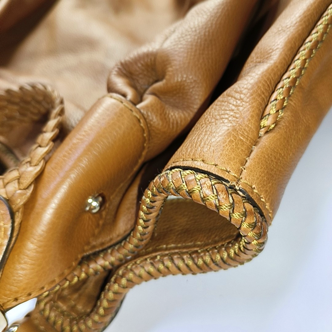GUCCI Marrakech Brown Leather Fringe Woven Single Shoulder Bag Handbag Golden hardware-(SKU)-953952440