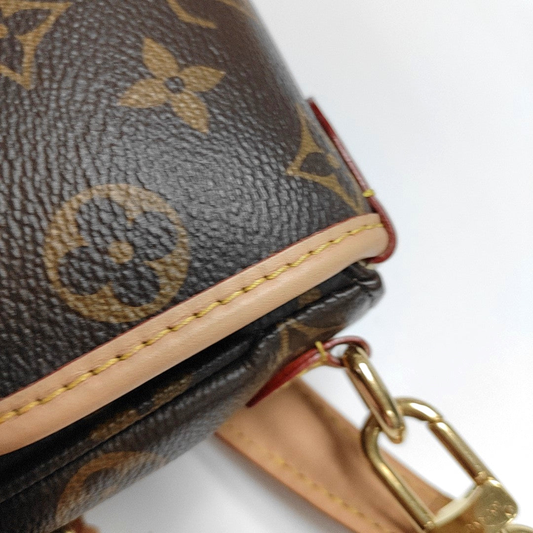 LOUIS VUITTON SAUMUR BB Brown Coated Canvas Monogram Crossbody Shoulder Bag Tote Bag Convertible Strap with 2 Removable Straps-(SKU)-971159593