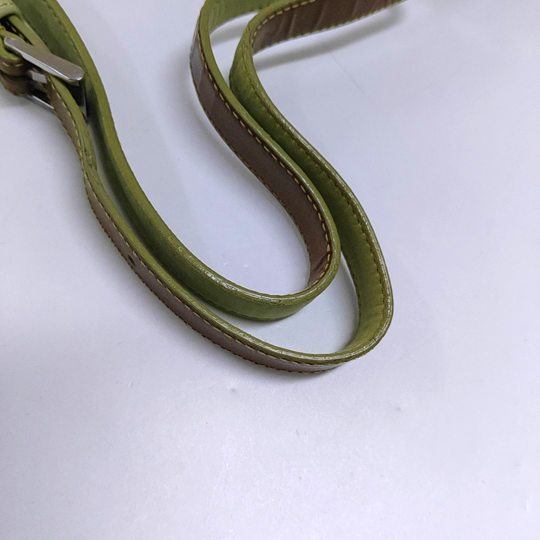 BVLGARI Yellow Green Patent Leather Handbag Single Shoulder Bag Silver Hardware Removable shoulder strap-(SKU)-960012647