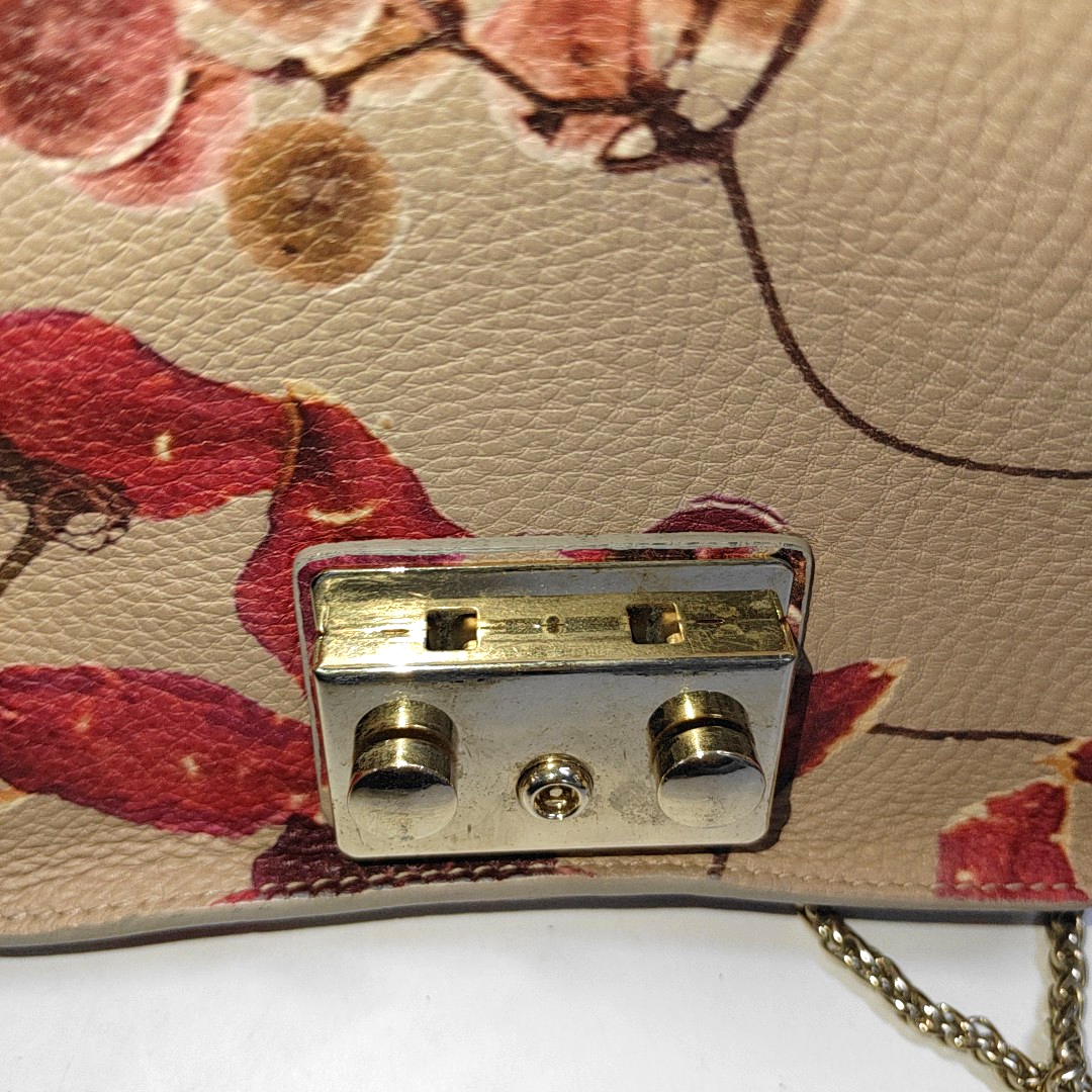 FURLA Metropolis Multicolor Leather Printed Sling Bag with Shoulder Golden hardware Removable shoulder strap-(SKU)-14449646