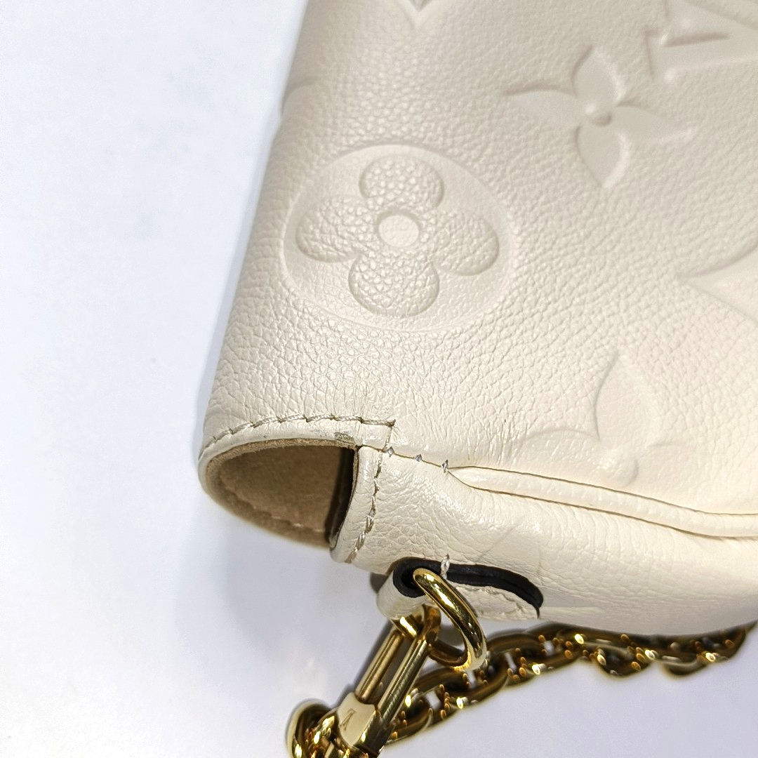 LOUIS VUITTON IVY Beige Leather Monogram Embossed Shoulder Bag Handbag Golden Hardware 2 Removable Straps-(SKU)-957574255