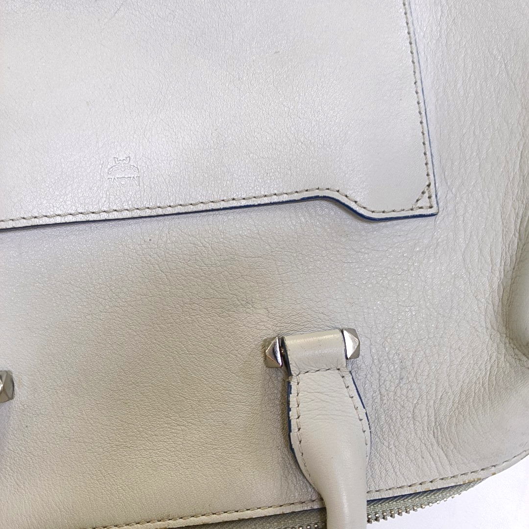 MCM ELLA Light Blue Leather Single Shoulder Bag Silver Hardware Removable shoulder strap-(SKU)-934712148
