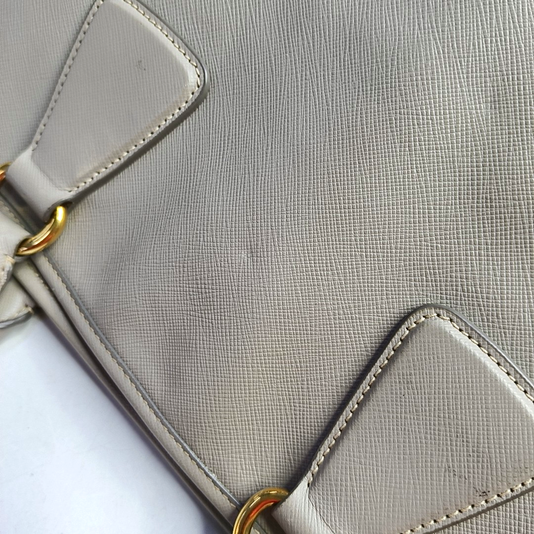 PRADA Gray cowhide single shoulder bag crossbody handbag Golden hardware Removable shoulder strap-(SKU)-959549746