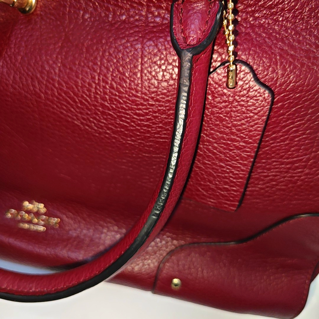 COACH MERCER Burgundy Cowhide Embossed Shoulder Bag Handbag Crossbody Golden hardware Removable shoulder strap-(SKU)-940526450