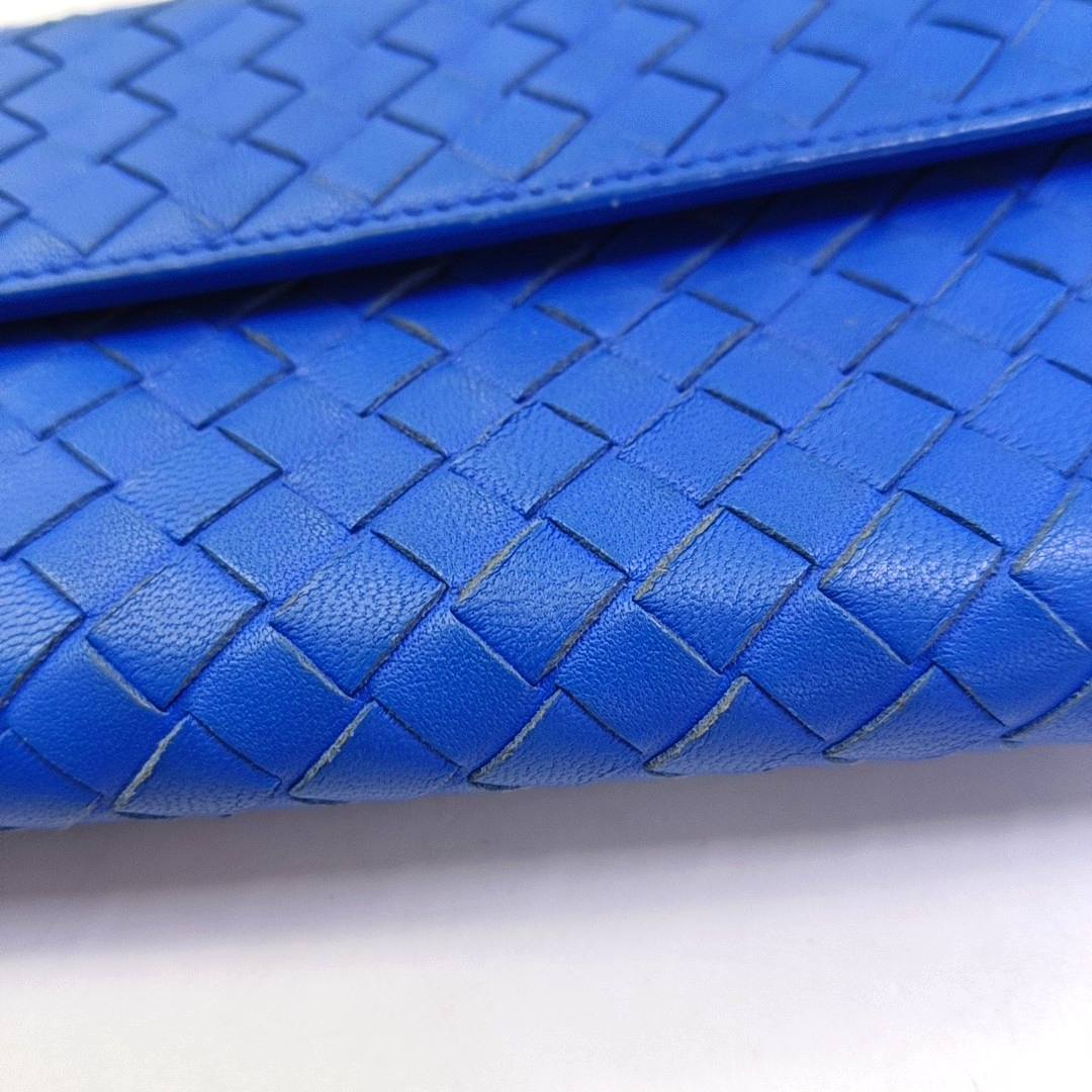 BOTTEGA VENETA Blue sheepskin woven wallet Silver Hardware-(SKU)-942953216