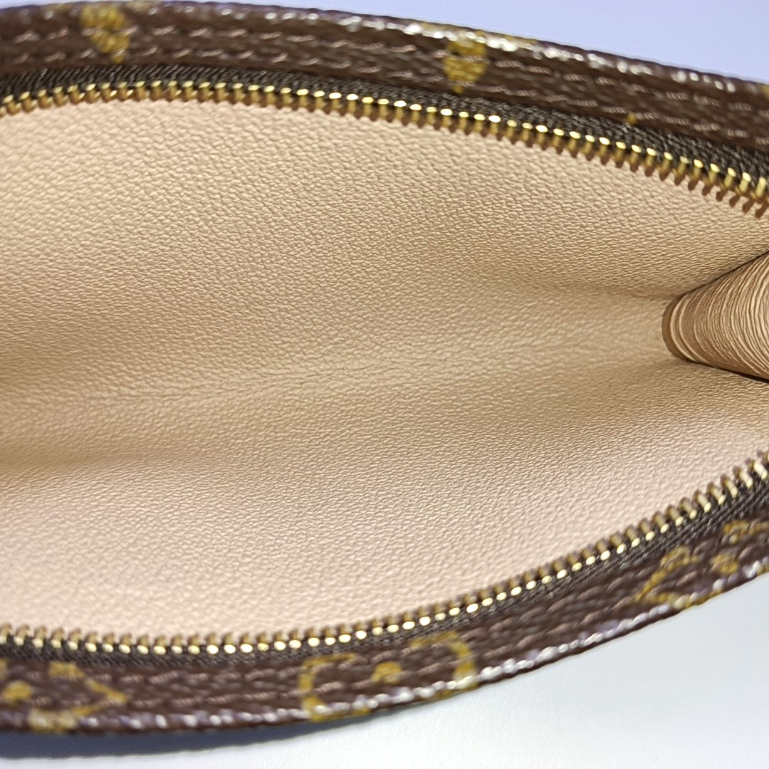 LOUIS VUITTON VOYAGE Brown Coated Canvas Monogram Cosmetic Bag Clutch Golden hardware-(SKU)-959441857
