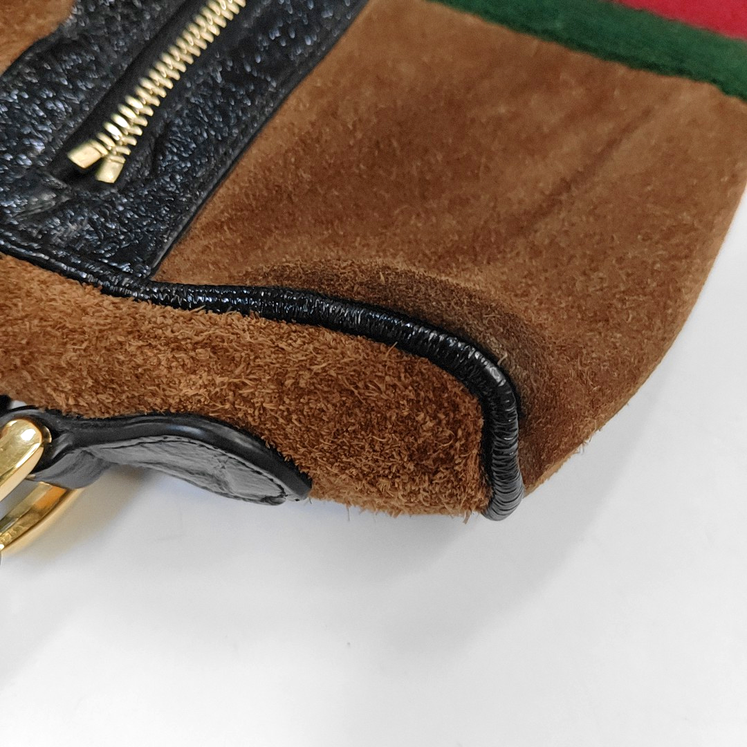 GUCCI Ophidia mini Brown Suede Leather Striped Webbing Single Shoulder Bag Crossbody Bag Golden hardware-(SKU)-953950418