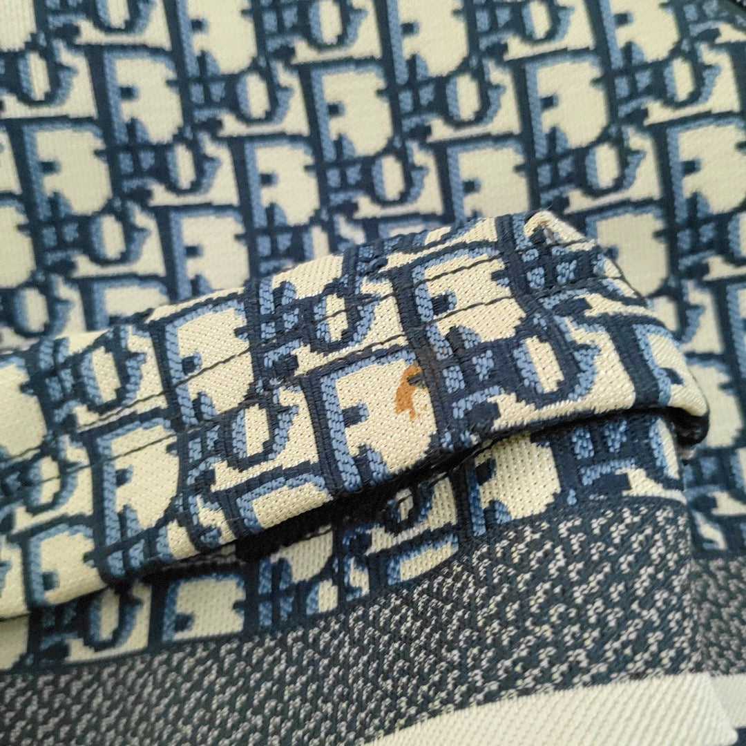 DIOR Diortravel Beige Canvas Monogrammed Jacquard Double Shoulder Bag Black Hardware-(SKU)-968853955