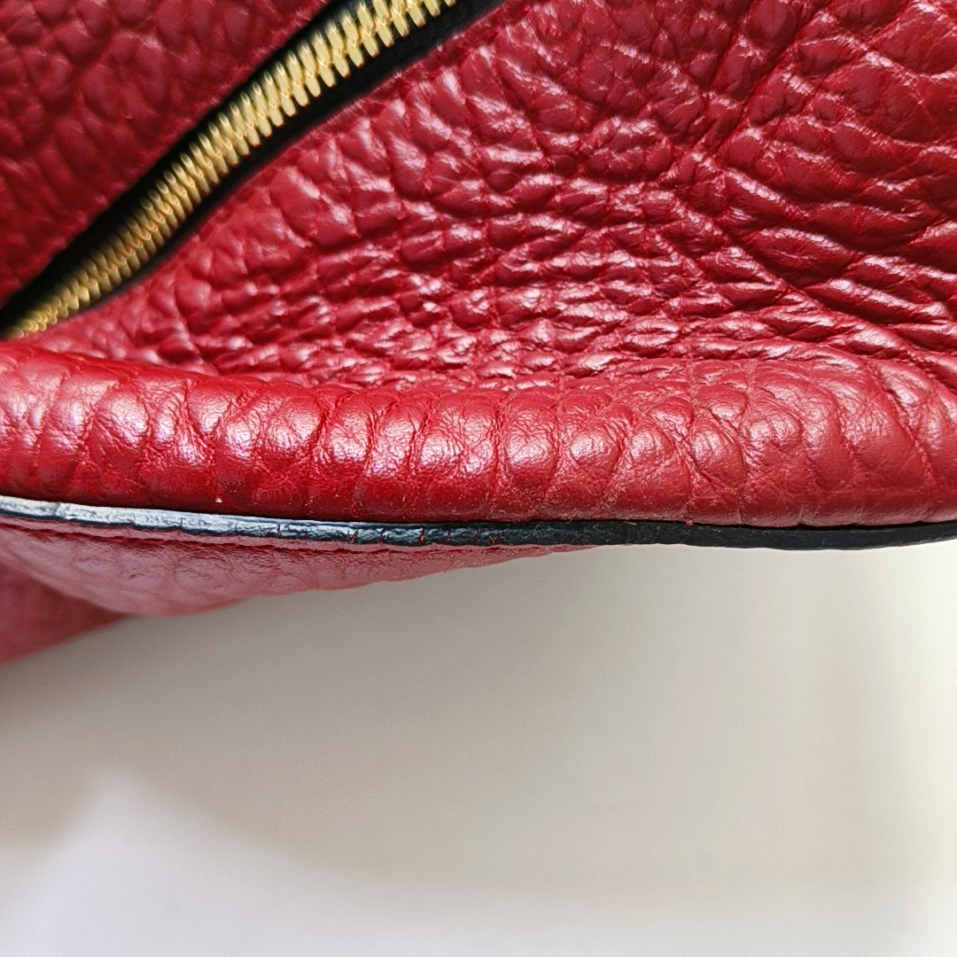 BURBERRY Red Cowhide Embossed Single Shoulder Bag Handbag Crossbody Golden hardware Removable shoulder strap-(SKU)-955432116