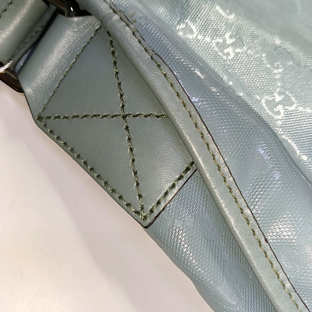 GUCCI Light Blue Coated Canvas La Vieille Russie Single Shoulder Bag Crossbody Bag Silver Hardware-(SKU)-958171840
