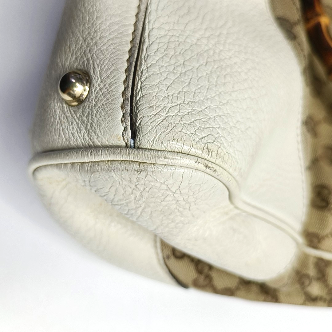 GUCCI Bamboo 1947 Brown canvas monogram bamboo bag handbag Golden hardware-(SKU)-957532877