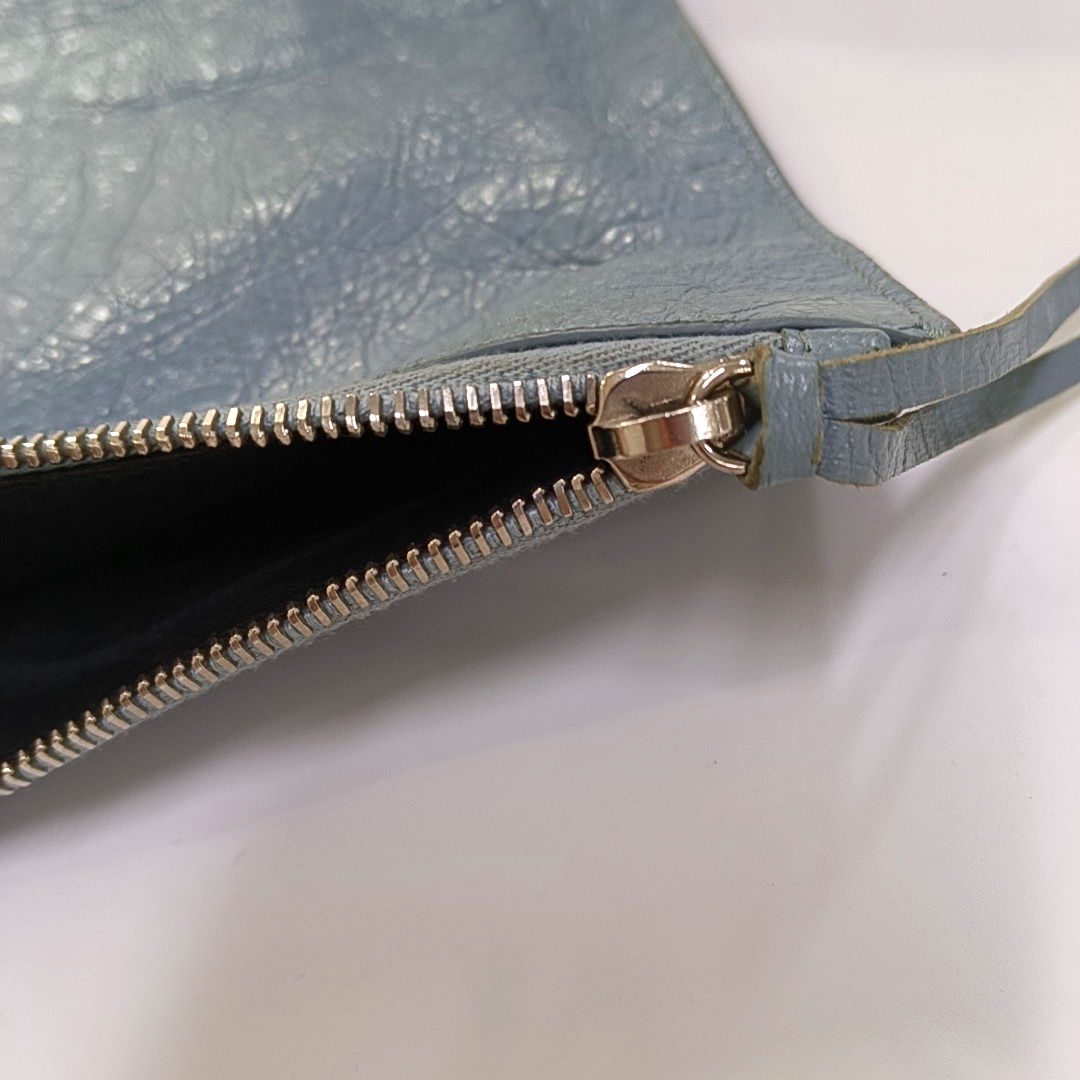 BALENCIAGA Classic City Light blue sheepskin studded biker bag, handbag Silver Hardware-(SKU)-960786182
