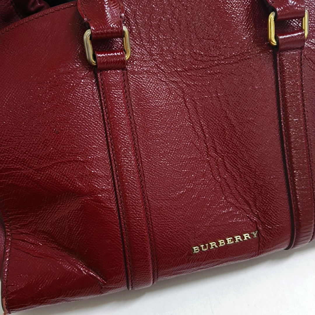 BURBERRY Dinton Red Cowhide Tote Bag Golden hardware-(SKU)-944819144