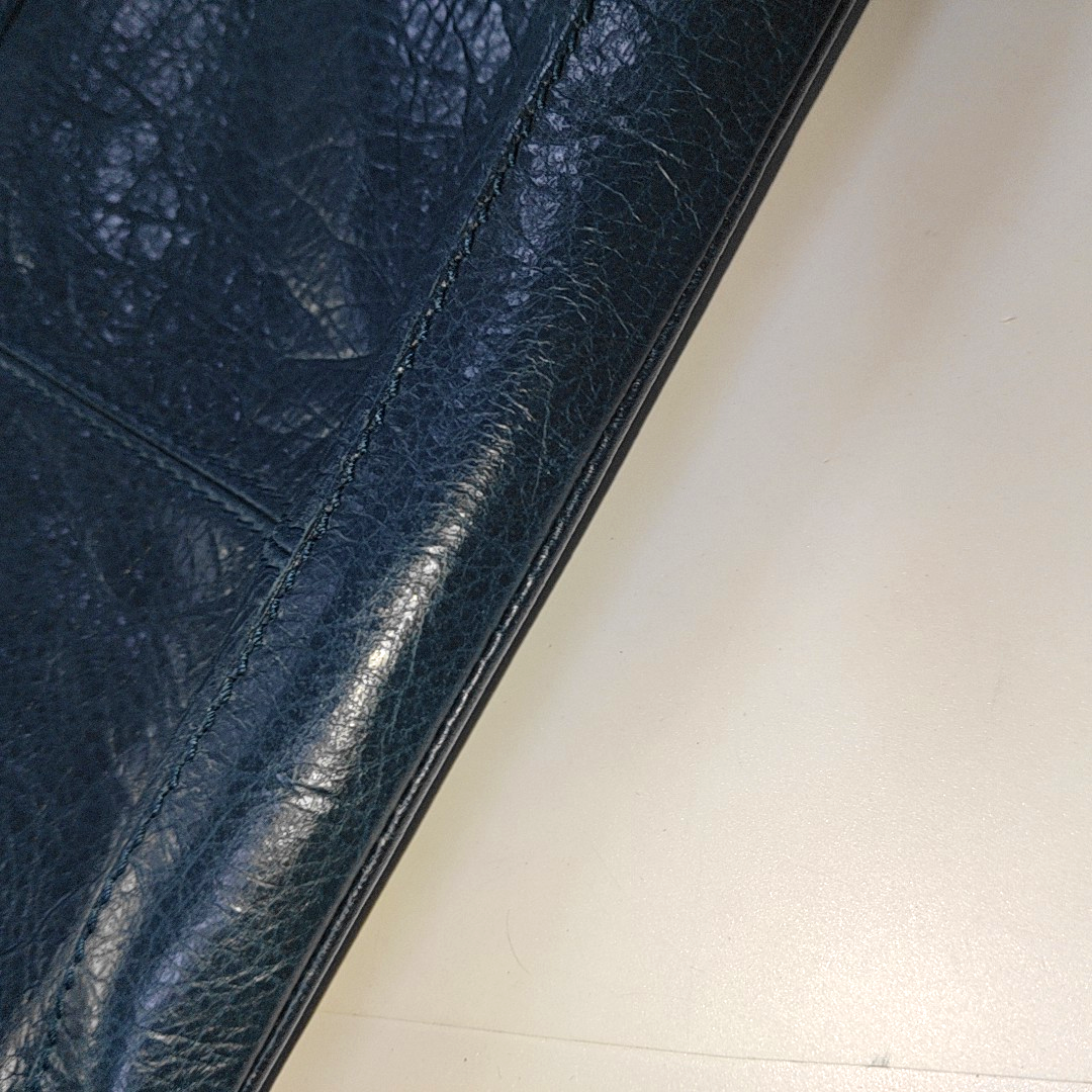 BALENCIAGA Classic City Medium size Dark Blue Lamb Skin Biker Bag Handbag Silver Hardware-(SKU)-937439194