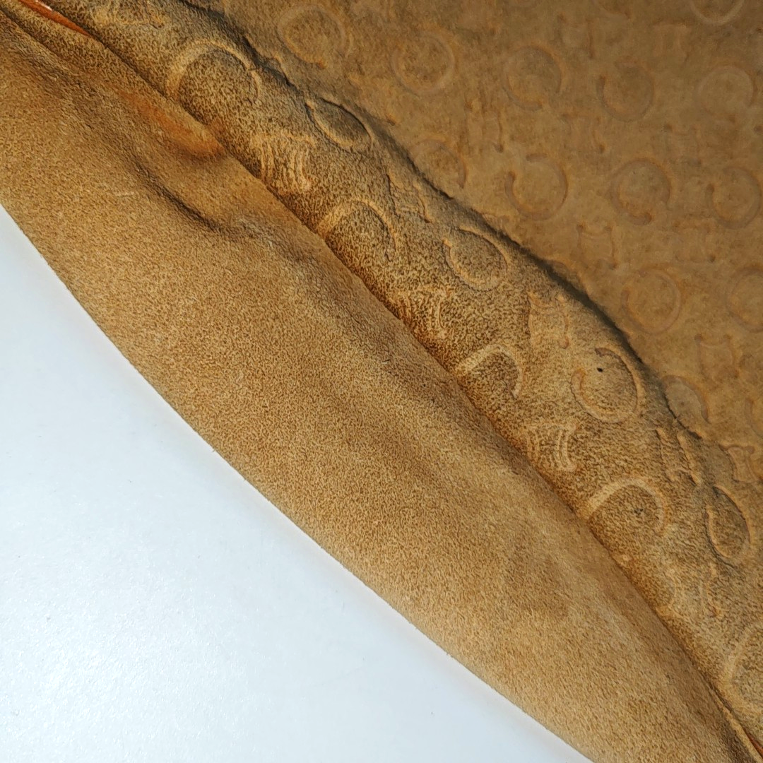 CELINE Brown Suede Leather Embossed Single Shoulder Bag Golden hardware Removable shoulder strap-(SKU)-940050466