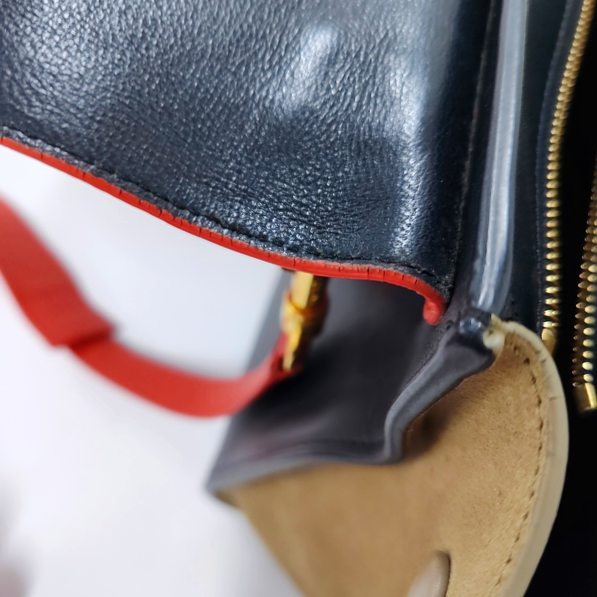 CELINE TRAPEZE Small size Multicolor Calf Leather Hammock Bag Crossbody Handbag Single Shoulder Bag Golden hardware Removable shoulder strap-(SKU)-945399708