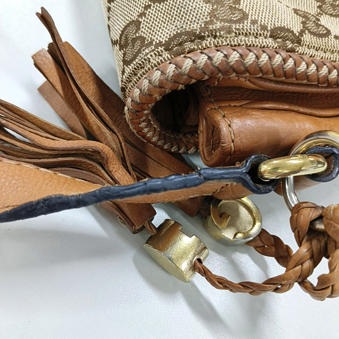 GUCCI Trunk Brown Canvas Old Flower Single Shoulder Bag Tote Bag Golden hardware-(SKU)-13447280