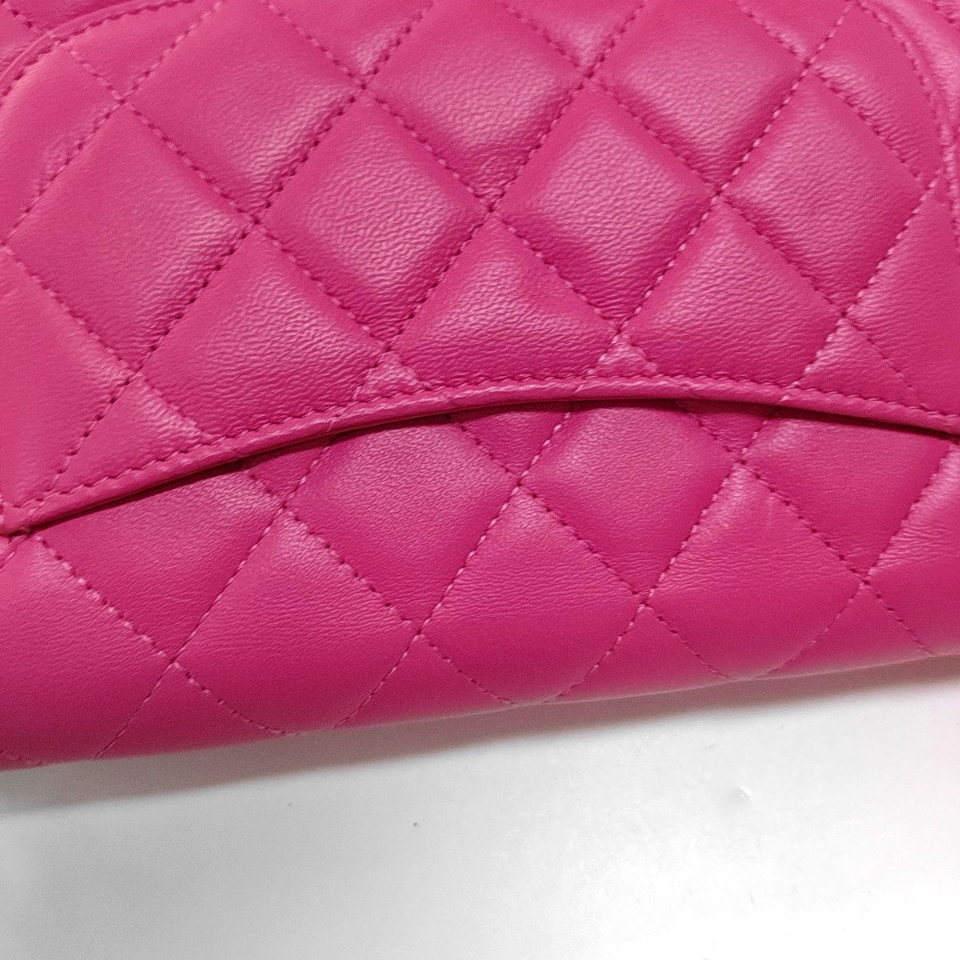 CHANEL WOC Pink Lamb Skin Quilted Single Shoulder Bag Crossbody Bag Golden Hardware-(SKU)-966775243