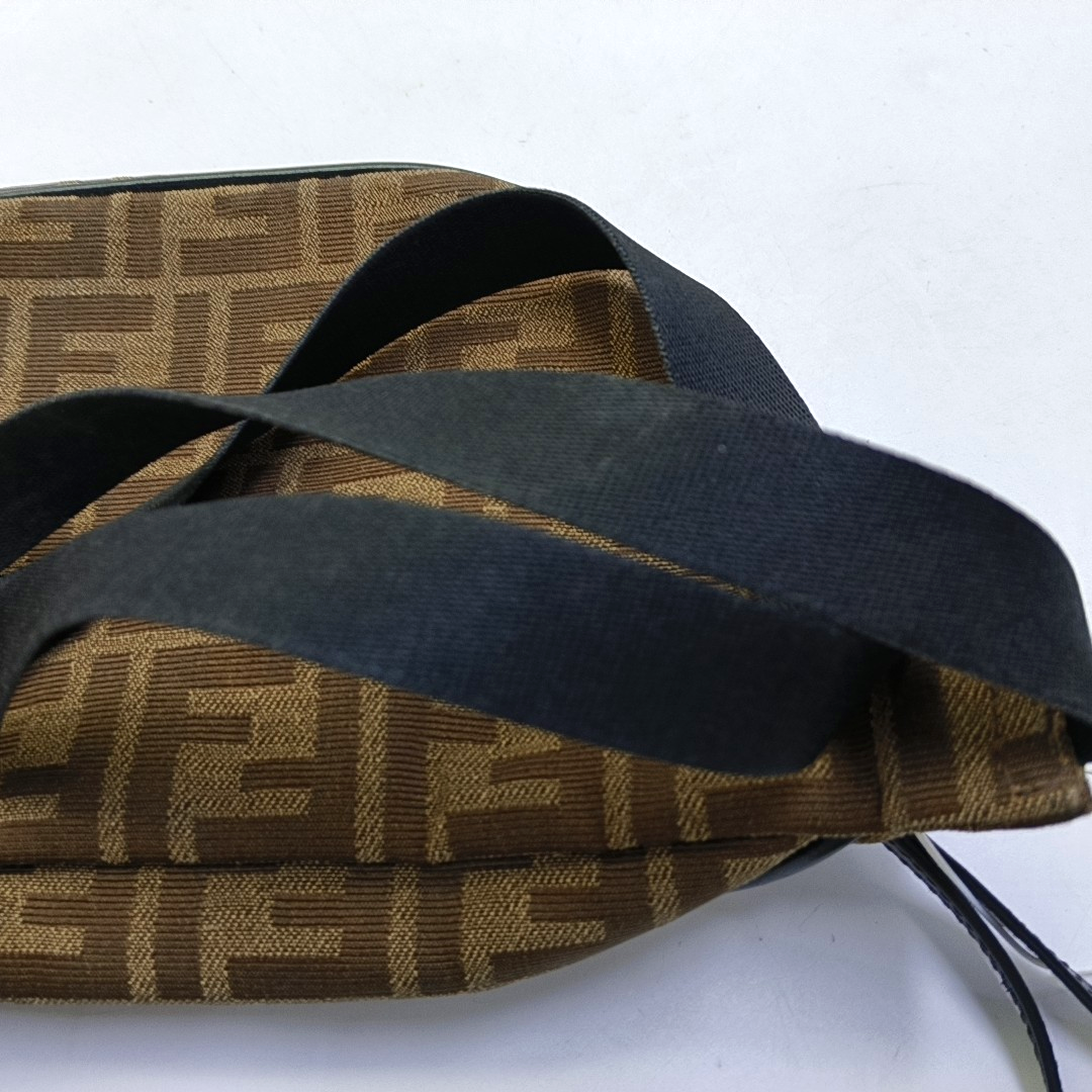 FENDI 棕色帆布双F腰包腰包/胸包 Silver Hardware-(SKU)-937615271