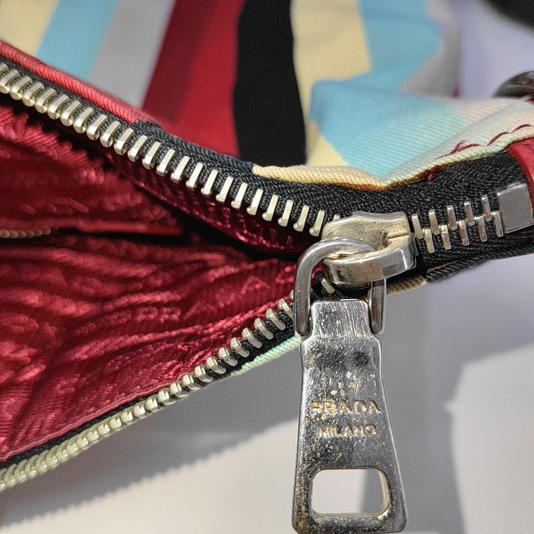 PRADA Tote bag Multicolor Fabric Single Shoulder Bag Handbag Crossbody Bag Silver Hardware Removable shoulder strap-(SKU)-938722685