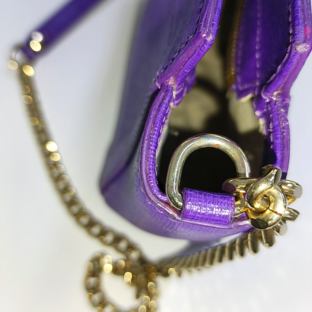 FURLA Purple Leather Sling Bag Crossbody Bag Golden hardware-(SKU)-941286665