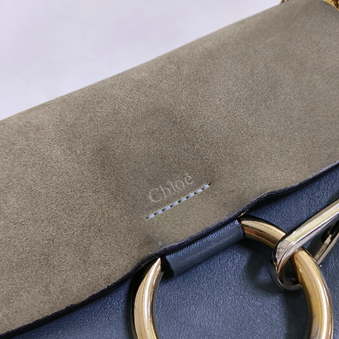 Chloé Faye Small size Haze Blue Calfskin Single Shoulder Bag Crossbody Bag Golden hardware-(SKU)-949108541