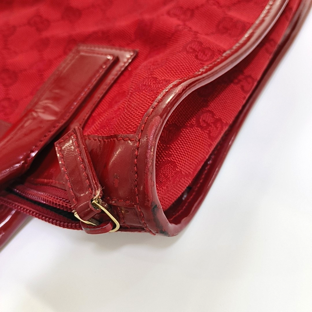 GUCCI Red fabric old flower handbag, single shoulder bag Golden hardware-(SKU)-960504156