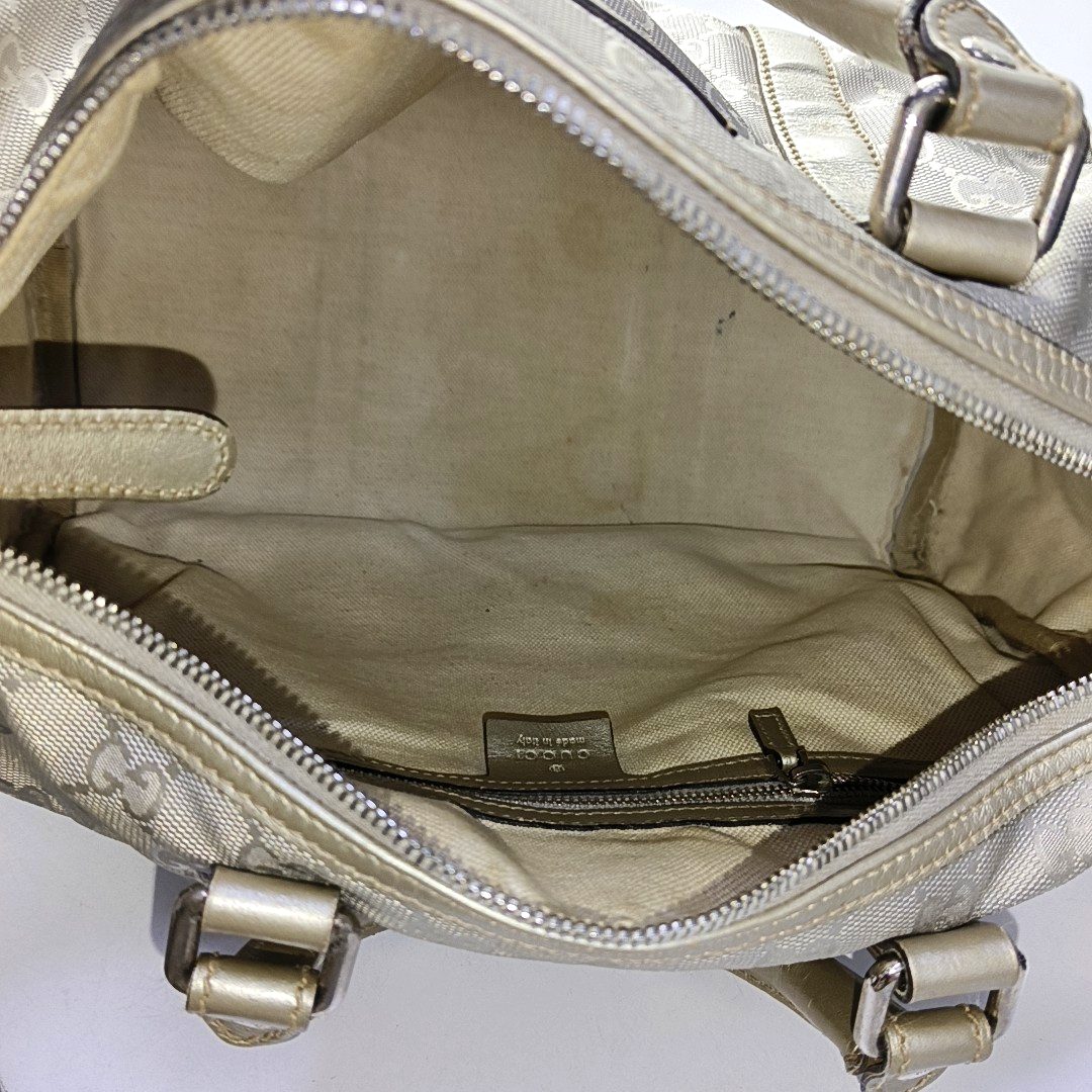 GUCCI Joy Medium size Silver Coated Canvas Monogram Handbag Golden hardware-(SKU)-950869201