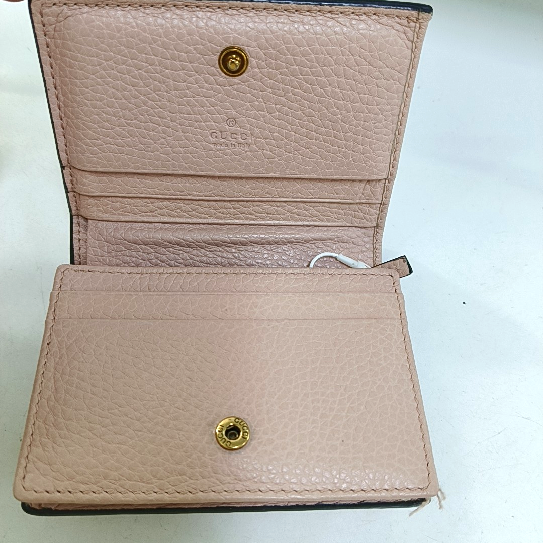 GUCCI Animalier Pink Leather Bee Wallet Golden hardware Complete Accessories-(SKU)-959367286